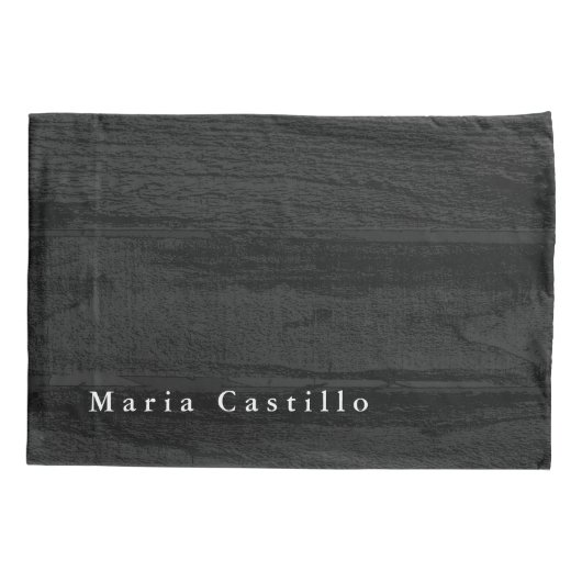 灰色の木の背景のミニマルモダンリスト名 枕カバー (裏面)