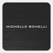 灰色の木材デザイン背景の読み取り可モダン スクエアシール (正面)