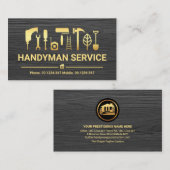 灰色の木材金ゴールドの手書きツール 名刺 (正面/裏面)