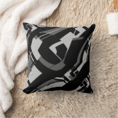 灰色の木炭の黒い対角の南西の外観 クッション (ブランケット)