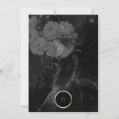 灰色の木炭ドラマチックフローラアーチ結婚金ゴールド 招待状 (裏面)