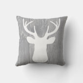 灰色の木製のシカの枕 クッション (裏面)