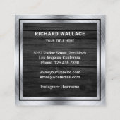 灰色の木製鋼丸鋸手工 スクエア名刺 (裏面)