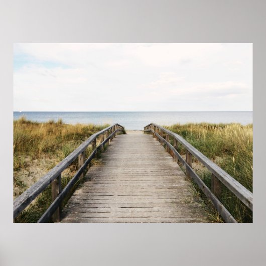 灰色の木造の橋の写真 ポスター (正面)