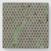 灰色の板、長方形の下の緑の画像 ストーンコースター (正面)