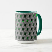 灰色の板、長方形の下の緑の画像。 マグカップ (正面右)