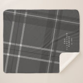 灰色の格子状のパーソナライズされた家族 シェルパブランケット (正面(横))