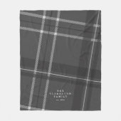 灰色の格子状のパーソナライズされた家族 フリースブランケット (正面)