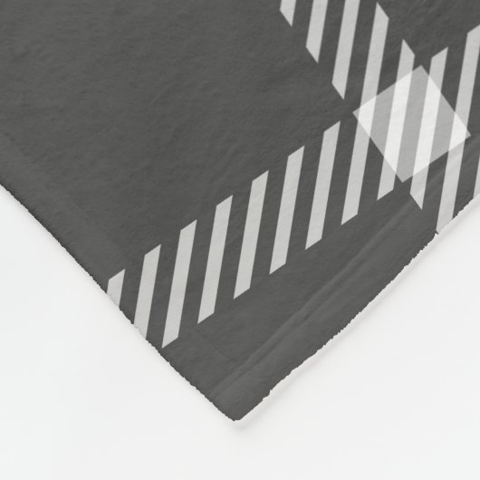 灰色の格子状のパーソナライズされた家族 フリースブランケット (角)