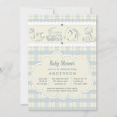 灰色の格子縞のベビーシャワーの招待状 招待状 (正面)