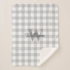 灰色の格子縞パターン毛布 シェルパブランケット