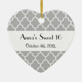灰色の格子，クローバー，トレリス，甘い16 セラミックオーナメント (正面)