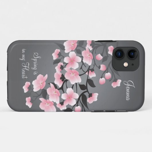 灰色の桜(桜) Case-Mate iPhoneケース (裏面(横))