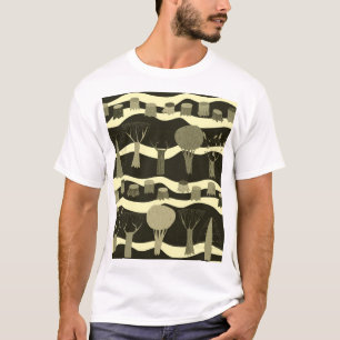 灰色の森のタペストリー:木のパターン。 Tシャツ
