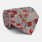 灰色の植物上のメンズポピー赤い花 | ネクタイ (ロール)