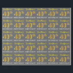 灰色の模倣金ゴールド見る"40th BIRTHDAY" ラッピングペーパー<br><div class="desc">このラッピング紙デザインは、「FirstName's 40th BIRTHDAY!」のようなメッセージを備え、「40th」は金ゴールドのような色の外観を持つフェイク/模倣ののような。名前はグレーカスタマイズ（グレー）で表示される。40歳の誕生日に贈り物を包む与え際に使われるかもしれない。[～Z0000185]</div>