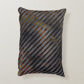 灰色の横ストライプ方の金ゴールド、リボン、赤 アクセントクッション (裏面(縦))