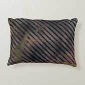 灰色の横ストライプ方の金ゴールド、リボン、赤 アクセントクッション (裏面)