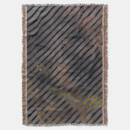 灰色の横ストライプ方の金ゴールド、リボン、赤 スローブランケット