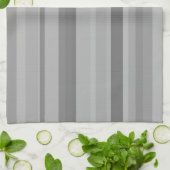 灰色の横ストライプ線 キッチンタオル (折り畳み)