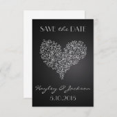 灰色の正方形の結婚式の保存"愛"の日付カード セーブザデート (正面/裏面)
