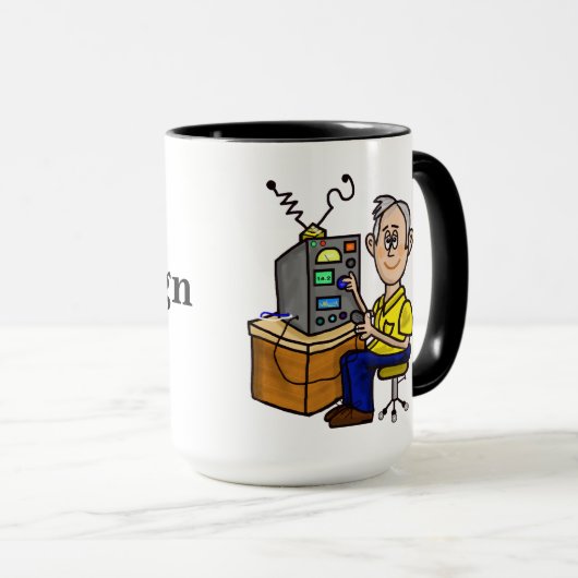 灰色の毛のアマチュア無線オペレータマグはそれをカスタマイズ! マグカップ (正面右)