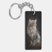 灰色の毛の生えた猫 キーホルダー (正面左)