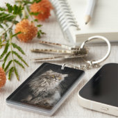 灰色の毛の生えた猫 キーホルダー (正面右)