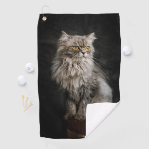 灰色の毛の生えた猫 ゴルフタオル