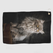 灰色の毛の生えた猫 ゴルフタオル (横)