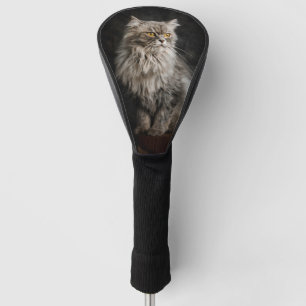 灰色の毛の生えた猫 ゴルフヘッドカバー