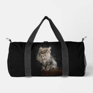 灰色の毛の生えた猫 ダッフルバッグ