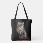 灰色の毛の生えた猫 トートバッグ (裏面)