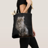灰色の毛の生えた猫 トートバッグ (クローズアップ)