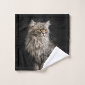 灰色の毛の生えた猫 バスタオルセット (ウォッシュタオル)