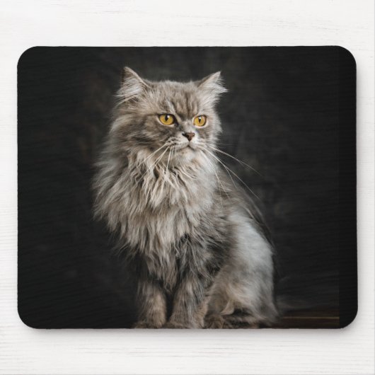 灰色の毛の生えた猫 マウスパッド (正面)