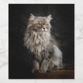 灰色の毛の生えた猫 ワインラベル (シングルラベル)