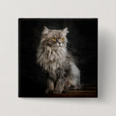 灰色の毛の生えた猫 缶バッジ (正面)