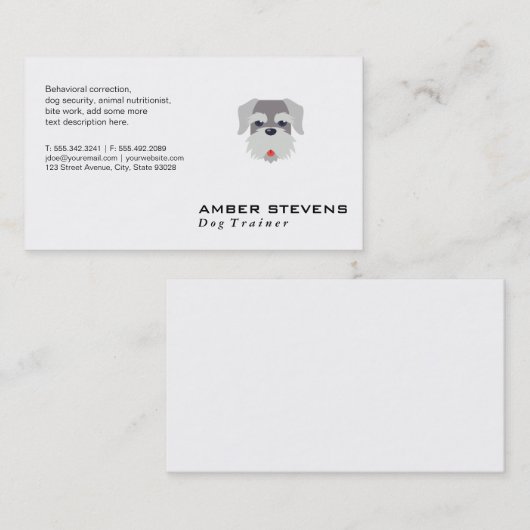 灰色の毛むくじゃらの犬のアイコン 名刺 (正面/裏面)