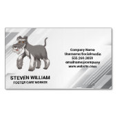 灰色の毛むくじゃらの犬 | 動物飼養業 マグネット名刺 (正面)