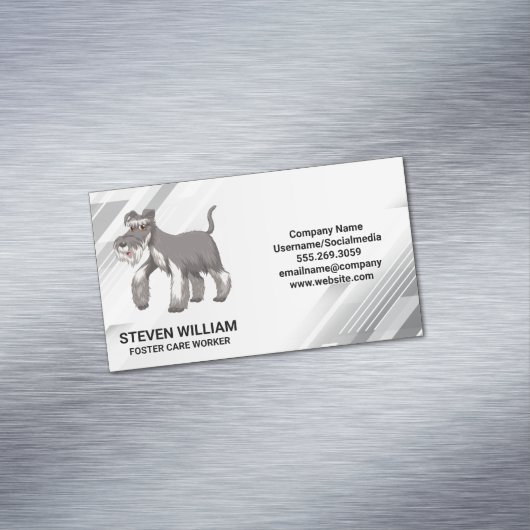 灰色の毛むくじゃらの犬 | 動物飼養業 マグネット名刺 (インサイチュ)