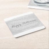 灰色の水の色スパイダーウェブハロウィーン スクエアペーパーコースター (アングル)