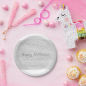 灰色の水の色スパイダーウェブハロウィーン ペーパープレート (パーティー)