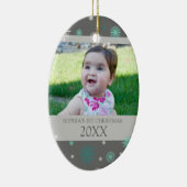 灰色の水の雪の写真のベビーの第1クリスマスのオーナメント セラミックオーナメント (右)