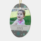 灰色の水の雪の写真のベビーの第1クリスマスのオーナメント セラミックオーナメント (左)