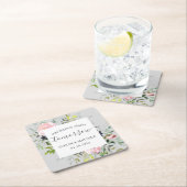 灰色の水彩フローラが明日から永遠に始まる スクエアペーパーコースター (インサイチュ)