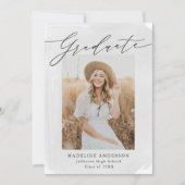 灰色の水彩洗浄4写真卒業 案内状 (正面)