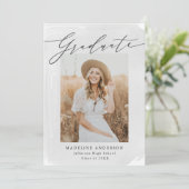 灰色の水彩洗浄4写真卒業 案内状 (スタンド正面)