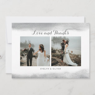灰色の水彩画のすくいの結婚式の写真のサンキューカード サンキューカード