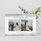 灰色の水彩画のすくいの結婚式の写真のサンキューカード サンキューカード (スタンド正面)